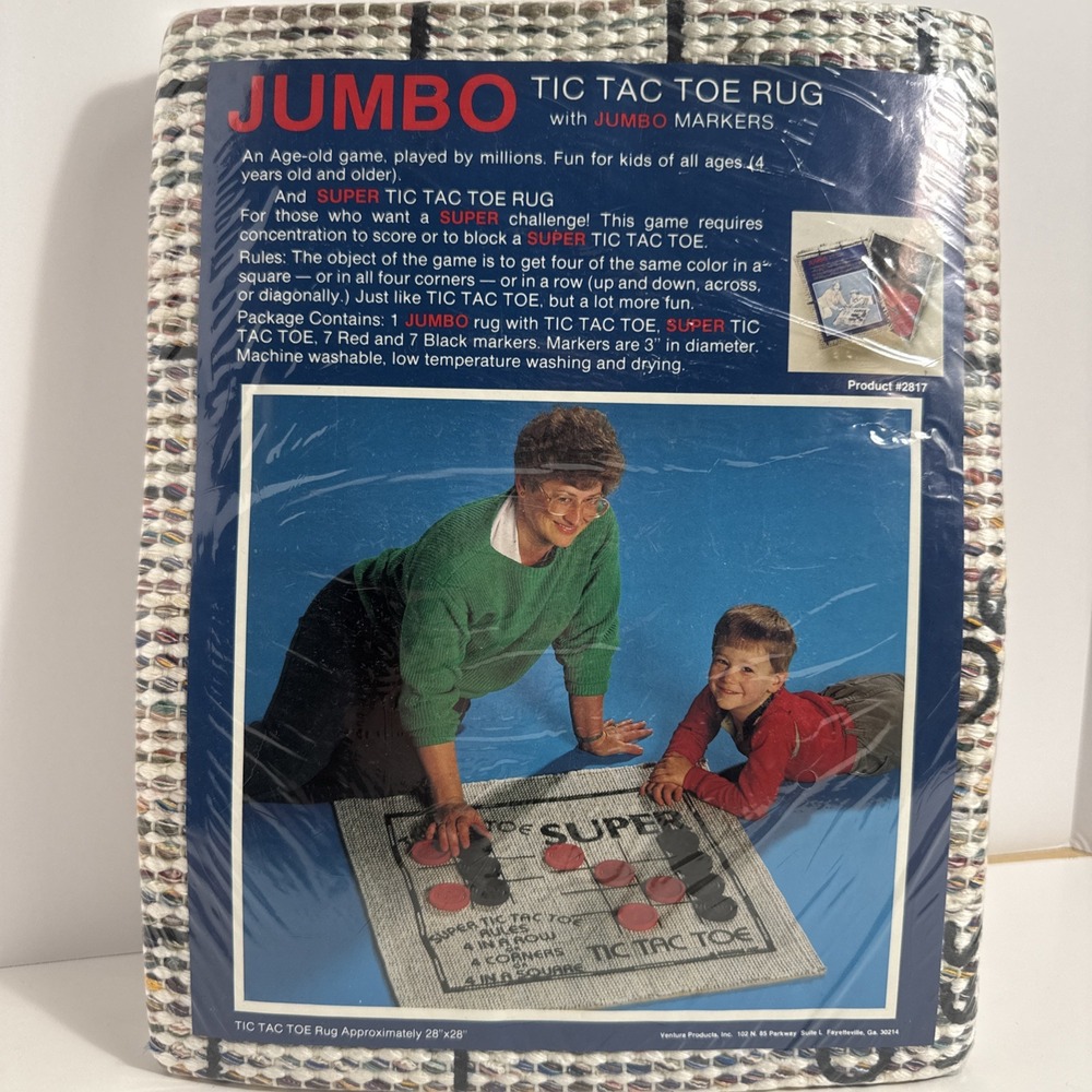 NEW Vintage Jumbo Checker Board‎ Rug With Jumbo Checkers 28x28